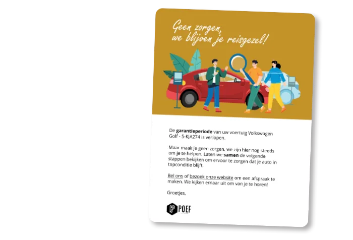 Automatische mail bij het einde van de garantieperiode